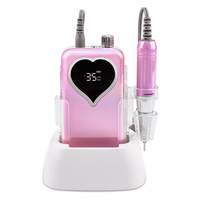 35000RPM wiertarka do paznokci maszyna do Manicure pilnik do paznokci z sercem ekran akrylowa elektryczna wiertarka do paznokci wiertarka do paznokci frez narzędzia do paznokci 2